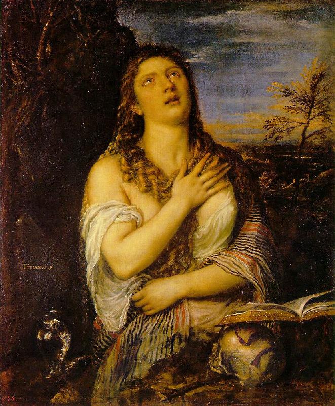 TIZIANO Vecellio Penitent Mary Magdalen r France oil painting art